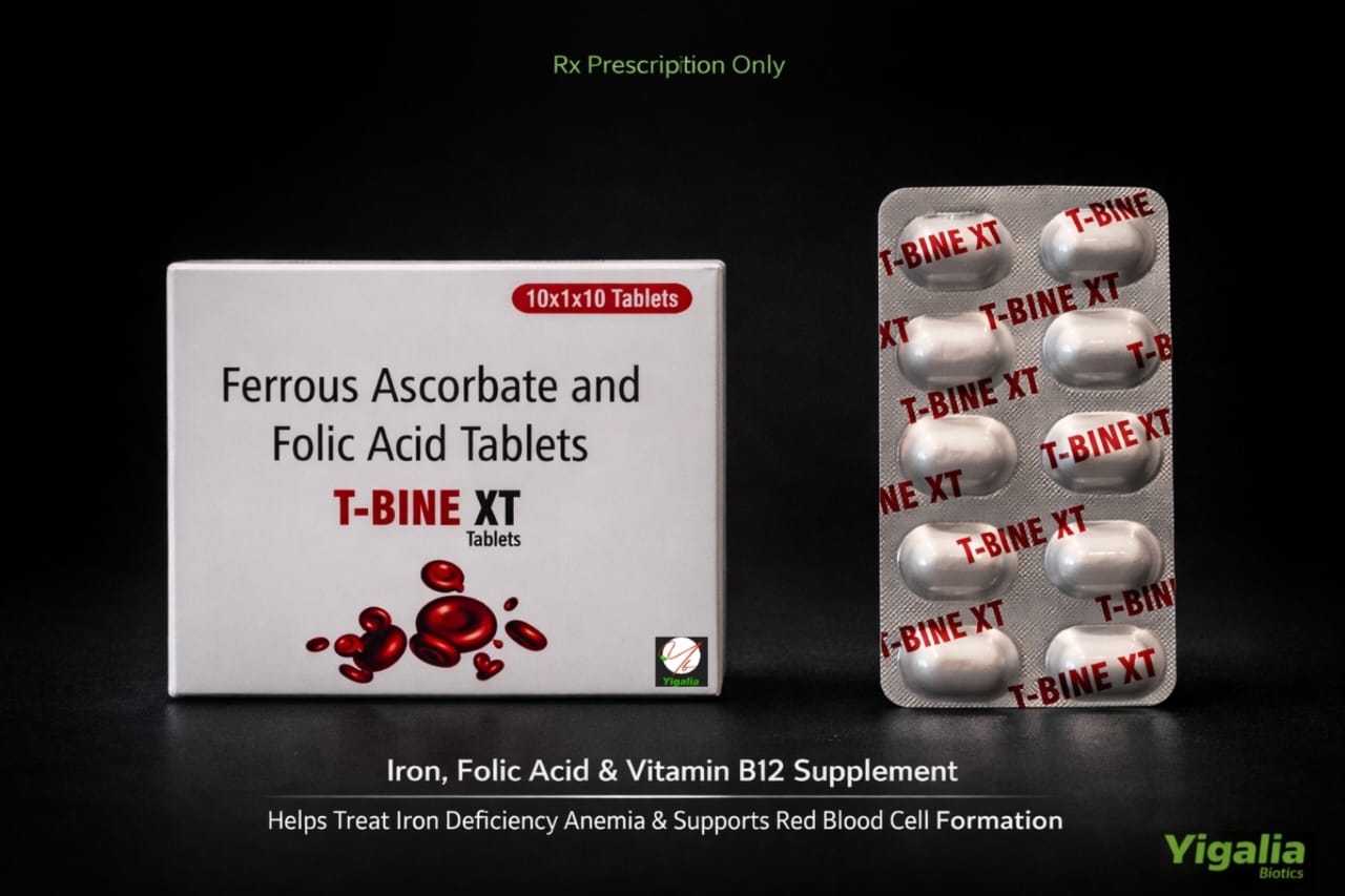 T-Bine XT - Iron + Folic Acid + Vitamin B12 + Zinc - Hematinic by Yigalia Biotics